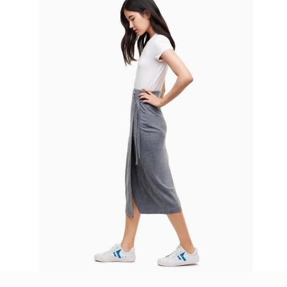 Aritzia Babaton Women's Wool Blend Grey Wrap Skirt Size Small - Picture 2 of 8